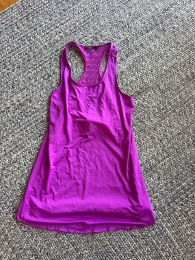 Prana Crochet-Back Racer Tank Swim Coverup in Bright Fuchsia